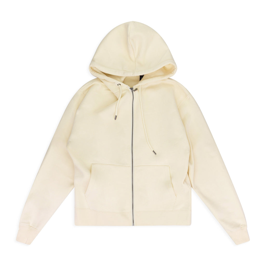 Cream Basic Zip Hoodie