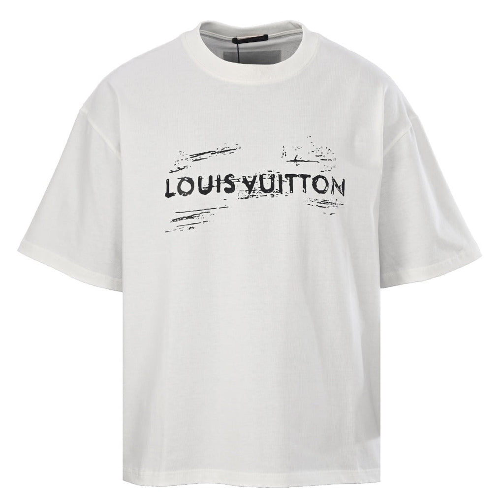 Mottled Logo Print Crew Neck Short Sleeve T-Shirt