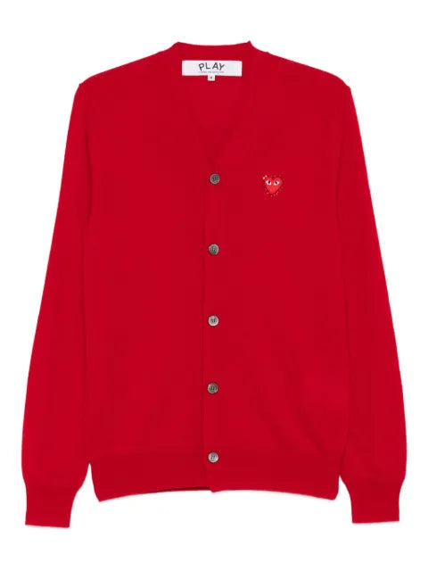 Comme Des Garçons Play hear-emblem rhinestone-embellishment cardigan