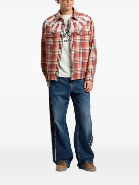 Palm Angels logo-print checked shirt jacket