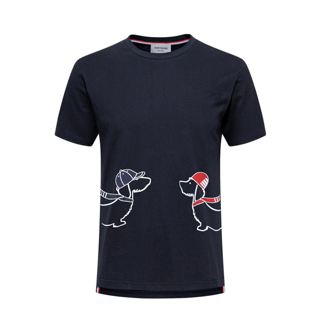 Men's Classic Four-Bar Couple Puppy Dog T-Shirt - 100% Cotton Made in Japan | Thom Browne