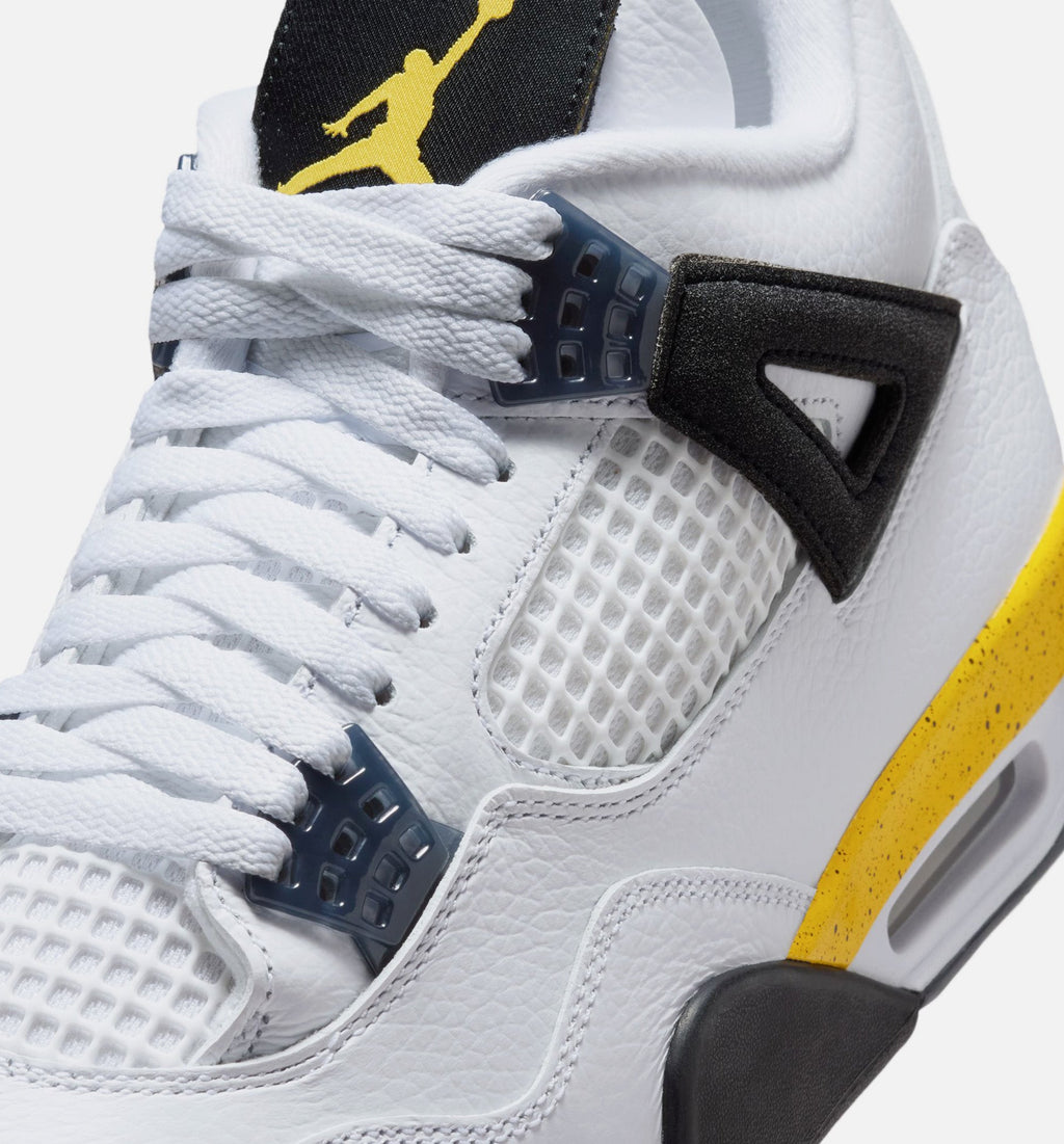 Air Jordan 4 Retro Rare Air Tour Yellow Men's Sneakers - White / Dark Blue-Grey / Black / Tour Yellow