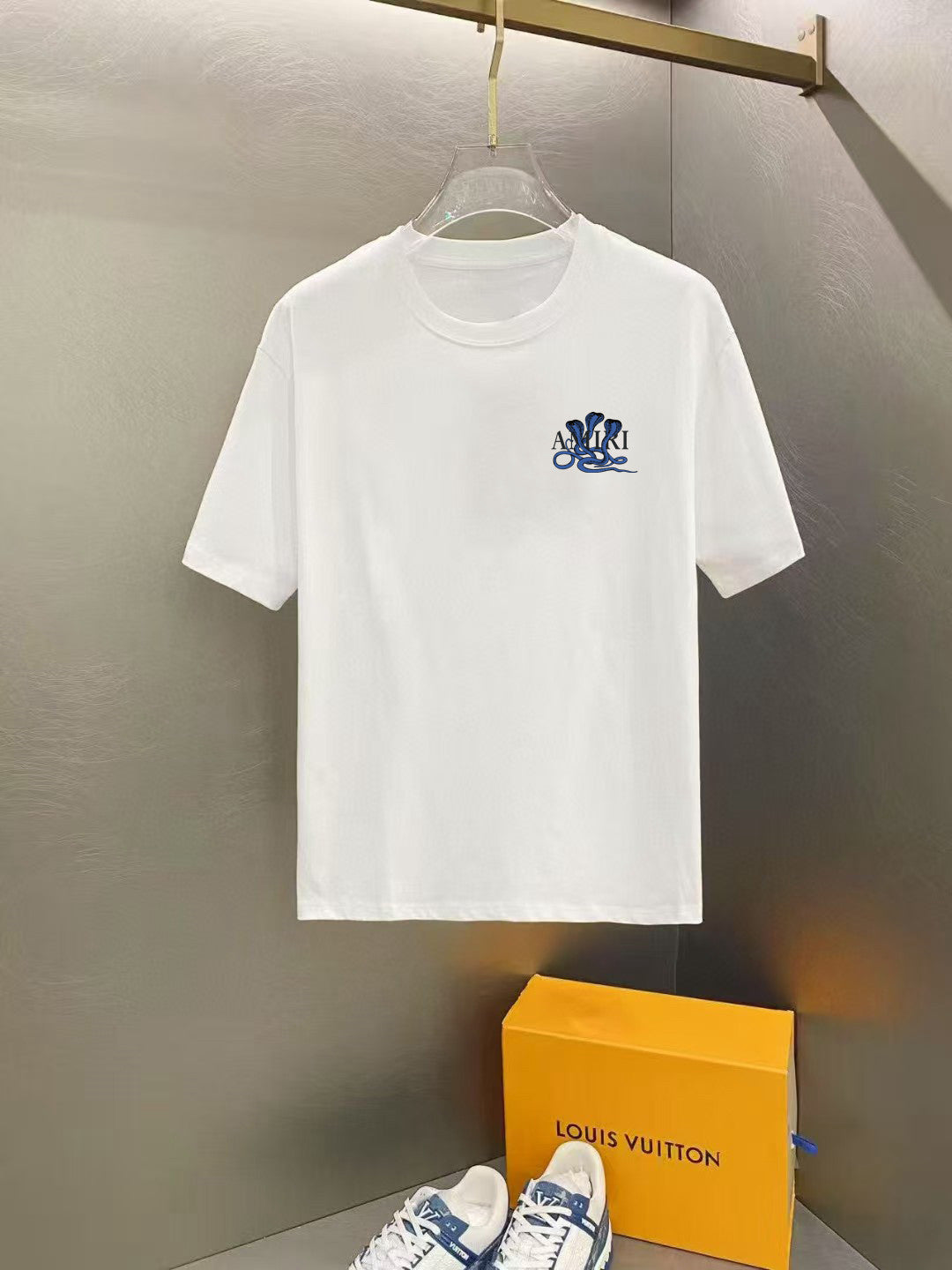 Amiri Decorative Script Chest Graphic Crew‑Neck Short‑Sleeve T‑Shirt