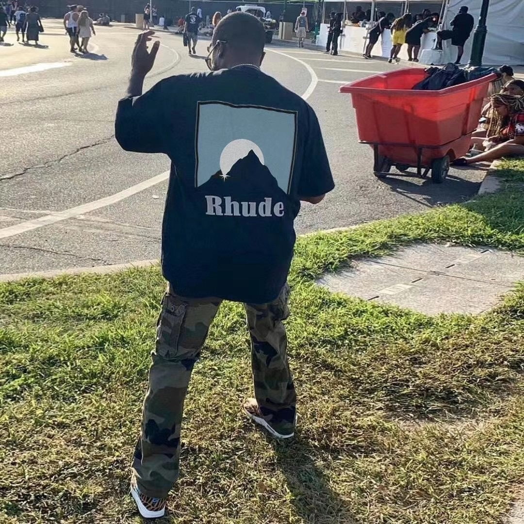 Rhude Graphic Tees Vintage High Street Loose Couple Crew Neck T-Shirt