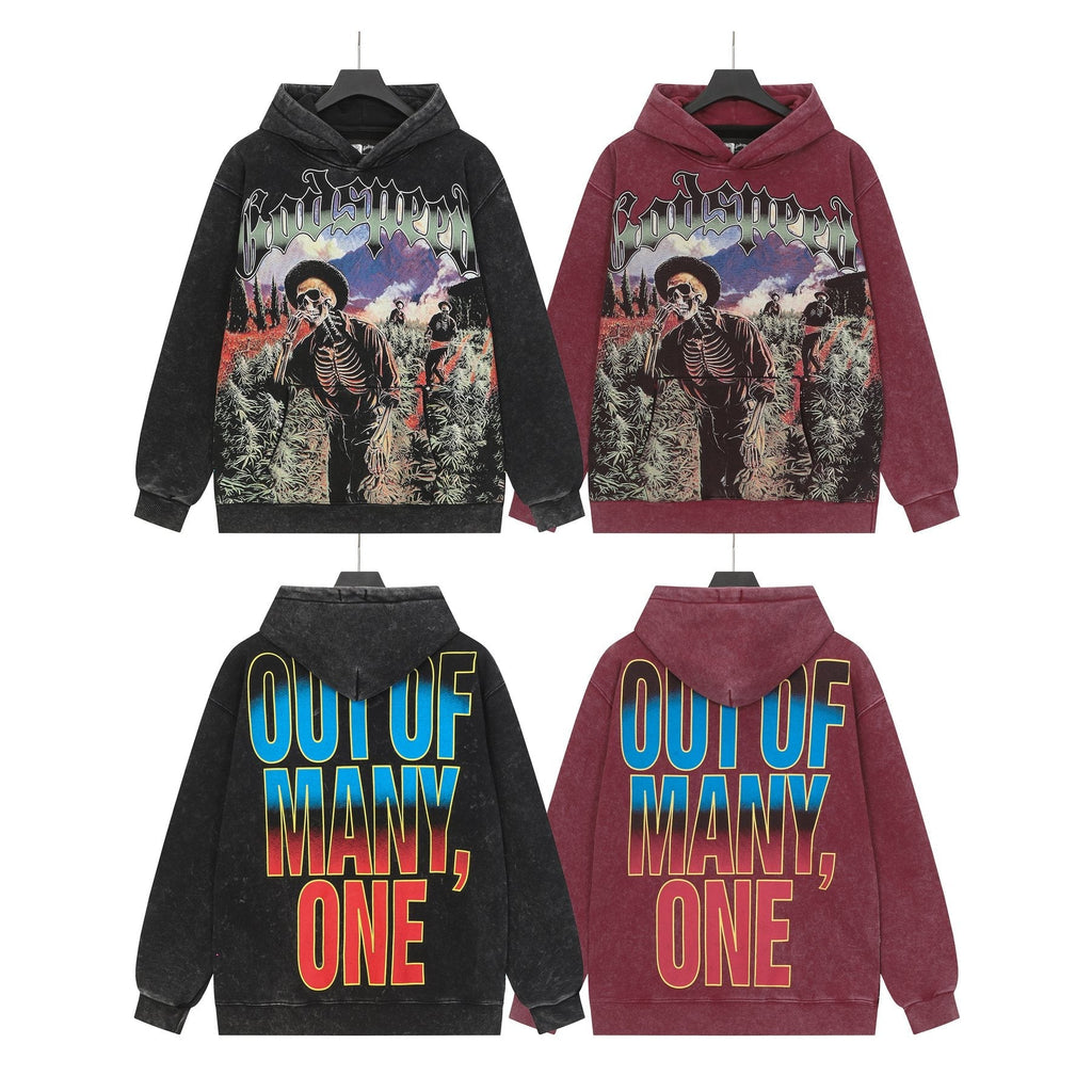 Godspeed Out of Many One Graphic Acid Wash Hoodie