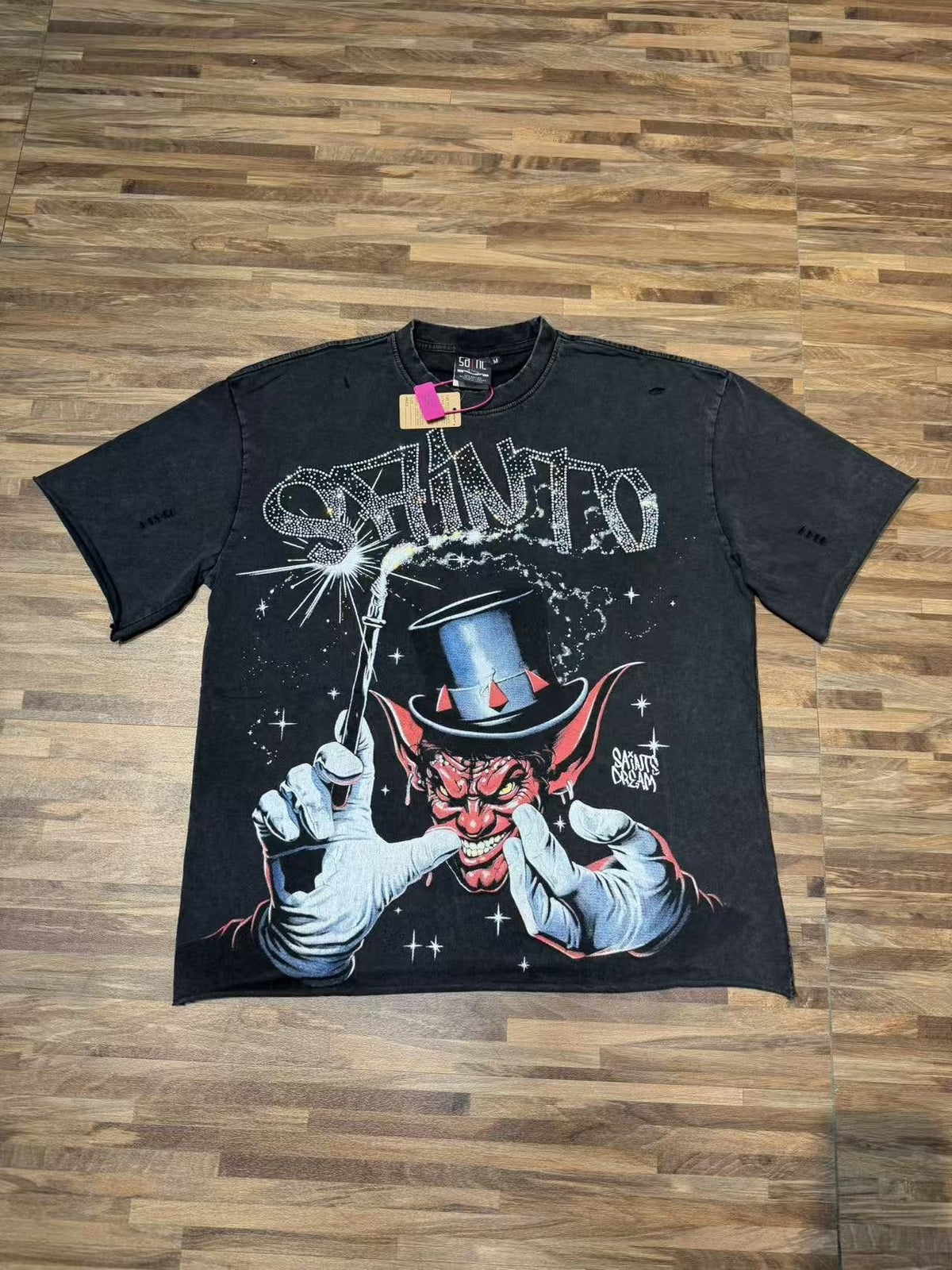 SAINT Washed Black Magician Devil Graphic T-Shirt