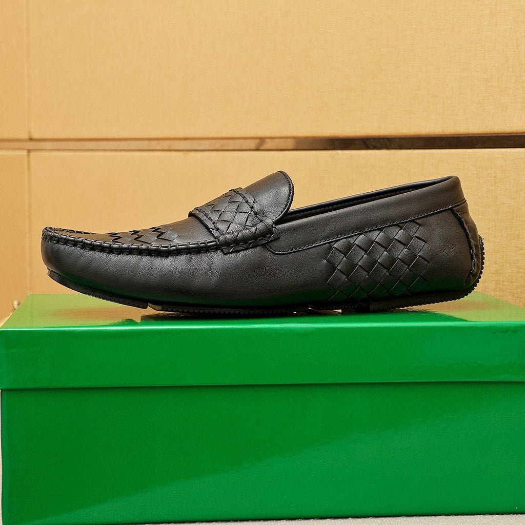 Bottega Veneta Black Woven Loafers