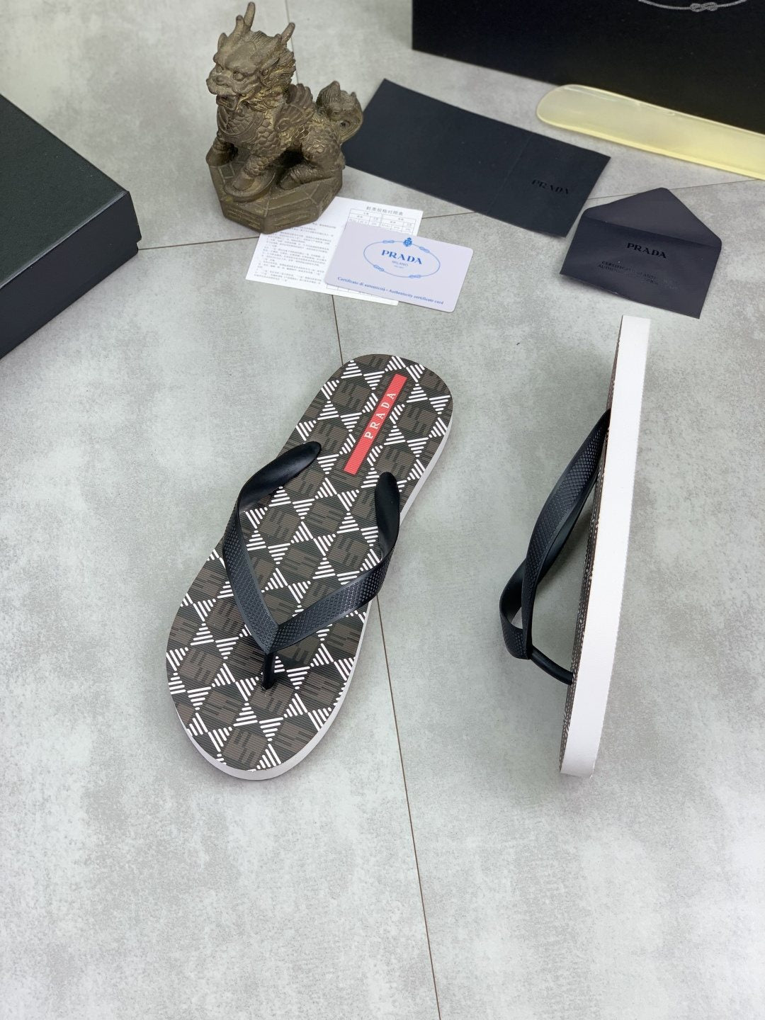 Prada Geometric-Pattern Flip-Flops