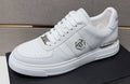 Philipp Plein White Low-Top Sneakers with Silver Accents