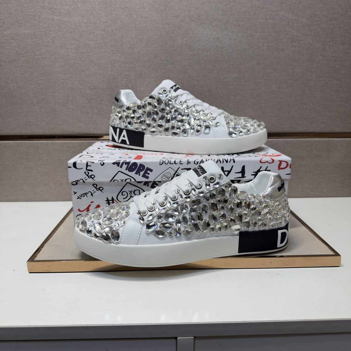 Dolce & Gabbana Crystal Low-Top Sneakers