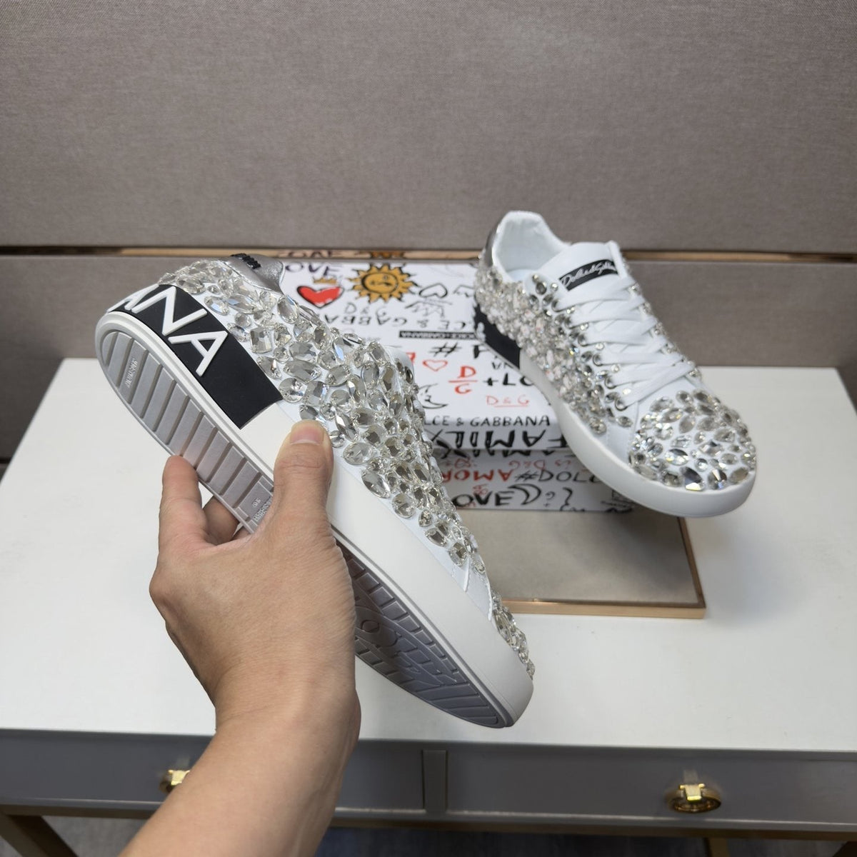 Dolce & Gabbana Crystal Low-Top Sneakers