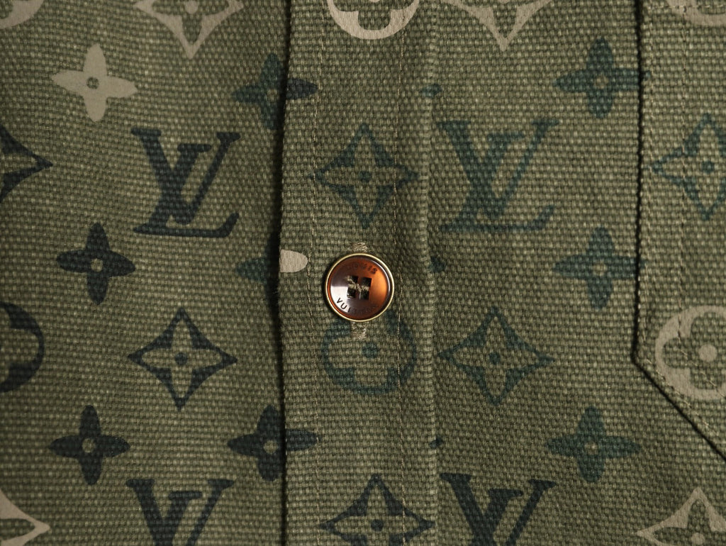 Louis Vuitton Monogram-Style Panelled Shirt Jacket - Olive Green